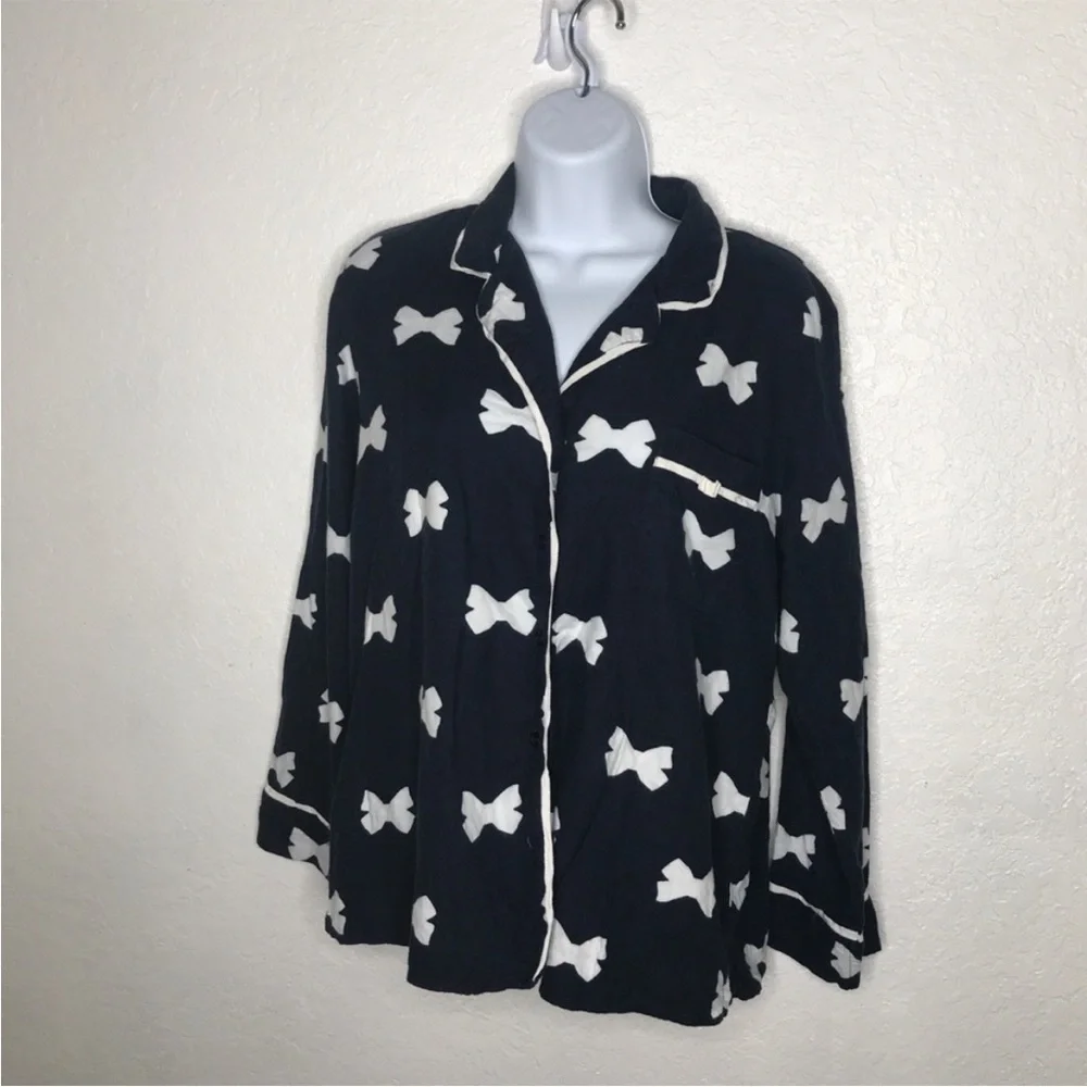 Kate Spade Bow Pajama Top Black Top XL - Picture 7 of 8